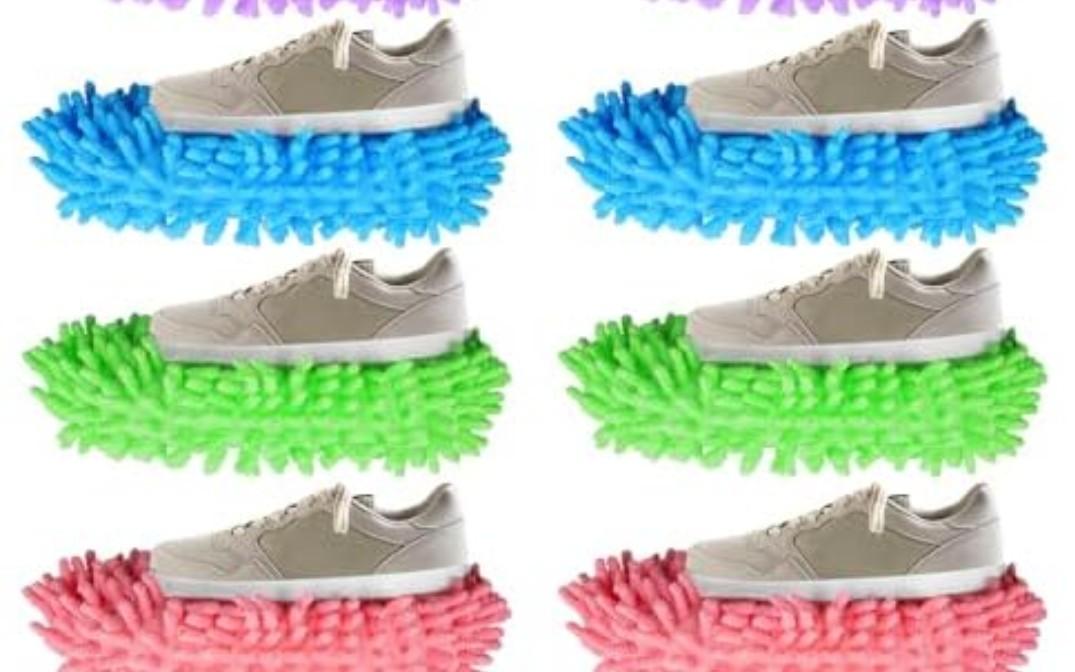 3Pairs Mop Slippers Shoes Cover, 3 Color Duster Slippers Foot Socks, Washable Reusable Shoes Cover for House Office Bathroom