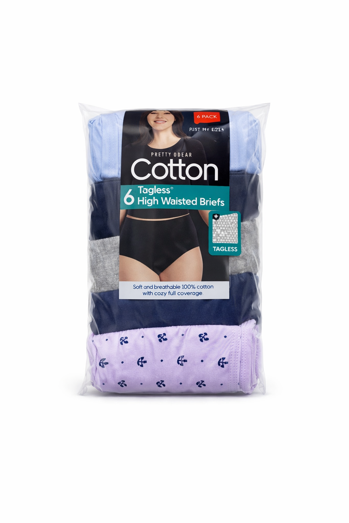 JUST MY SIZE Women's Cool Comfort Cotton High Brief 6-Pack (16156C) 