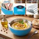 Honeydak 1 Pack 35 oz Dip Chiller Bowl Stainless Steel Double Walled Insulated Ice Serving Bowl for Parties Salsa, Guacamole, Condiments, Sauces, Salad & Food Hot and Cold, Blue