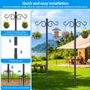 NUERPO Adjustable Shepherd Hooks for Outdoor, 2 Pack 80 Inch 5 Prong Base Bird Two Sided Feeder Poles, Heavy Duty Shepherds Hook, Suitable for Garden in Hanging Flower Basket, Lantern, Bird Nests