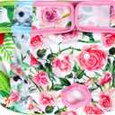 wegreeco Luxury Washable Reusable Dog Diapers (Stylish Pattern) - Female Dog Diapers, Doggie Diapers, 3 Pack (Floral, Medium) (Medium (12"-15" Waist))