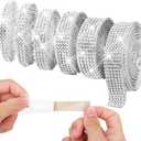 6 Rolls 6 Yards Rhinestone Ribbon Self Adhesive, Silver Rhinestone Strips,Bedazzling Tape with 2 mm Rhinestones