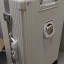 feilario Aluminium Frame PC Hard Shell Spinner Wheels Luggage,22.5"X15"X9.5" Airline Approved Built-In TSA lock Carry on Suitcase, with Cup Holder, USB Port, Phone Holder (A-Ivory White (zipperless closure))