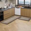 anllugs Kitchen Rugs 24" x 36", Non-Slip Machine Washable Kitchen Runner Rugs Floor Mats, Absorbent Comfort Standing Mats for Kitchen, Sink, Laundry and Hallway, Beige & Grayish Brown