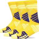 MAKABO Men's Cushioned Athletic Socks 3-Pack, Cushioned Crew Socks with Arch Compression for Sports (Yellow)