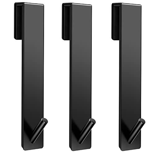 Kontoyo Shower Door Hooks(7.5 Inch),Extended Over Door Hooks for Bathroom Frameless Glass Shower Door,Stainless Steel Towel Hooks,Heavy Duty Rack Hooks for Robe,Towel-3 Pack-Black