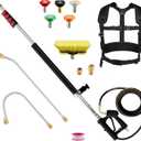 Pressure Washer Extension Wand 24 feet Power Washer Extension Wand 24 ft Telescoping Pressure Washer Wand Aluminum with Brush, Gutter Cleaner, 5 Spray Nozzle Tips, 2 Hose Adapters, Support Belt