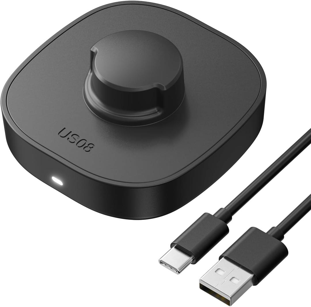Compatible with Ring Gen3 Charger Size 8, Fast and Safe Charging Dock with USB-C Cable, Travel-Friendly Design for Smart Ring (Black)