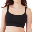 Bali Women's Modern Seamless Bralette, Pullover Wireless Bralette with Adjustable Straps (Black, XL)