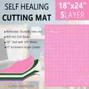 HEADLEY TOOLS 18"x24" Thickened Self Healing Cutting Mat, A2 Rotary Cutting Sewing Mat for Crafts, Double Sided 5-Ply Table Cutting Board for Fabric Quilting Patchwork Arts Hobby Project, Pink/Purple, 23.6"L x 17.7"W
