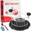 3 x Chicken Shredder,Chicken Breast Shredder Tool Twist,Transparent Lid,Large Meat Shredder Machine - Ergonomic Handle,Dishwasher Safe,Anti-slip,Cleaning Brush,Heat Resistant,BPA Free (Black)