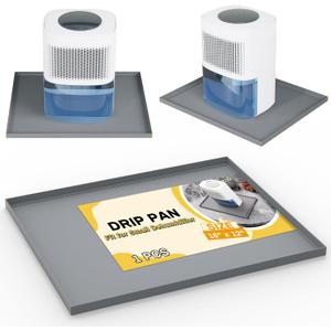 Dehumidifier Drip Pan for Leaks, 16'' x 12'' Dehumidifier Mat with Raised Edge, Non-Slip Waterproof Drip Pan for Dehumidifiers, Prevent Water Leakage and Floor Damage, Gray