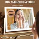 ROLOVE Lighted Makeup Mirror 16.3"x12.6", Hollywood Vanity Mirror with 10X Magnifier, 3 Color LED Lighting Modes, Smart Touch Control & 360 Rotation, Tabletop Makeup Mirror (White, Gift Ready)