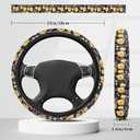 Yellow Wildflowers Car Wheel Cover, Black Steering Wheel Cover, Non-Slip Breathable Steering Wheel for Women, Spring Car Accessories Universal Fit 14.5-15.5 Inch