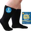 2 Pairs Wide Diabetic Socks for Men Women Plus Size,Lymphedema Socks,Socks for Swollen Feet and Ankles,Edema Socks,Loose Fit Socks,Non-Binding Socks,Bariatric Socks,Hospital Cast Socks-All Black
