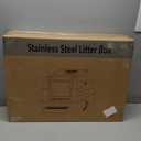 Enclosed Stainless Steel Litter Box XXXL, Extra Large 28" L x 20" W Metal Litter Box Enclosure with Cover and Foot Pedal and Scoop for Big Cats & Multiple Cats with High Sided, Easy Cleaning