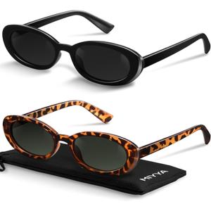 miyya Old Money Polarized Oval Sunglasses  2025 Edition, UV400 Protection, Feather-Light Fit & Trendy Colors (Black/Leopard Green)