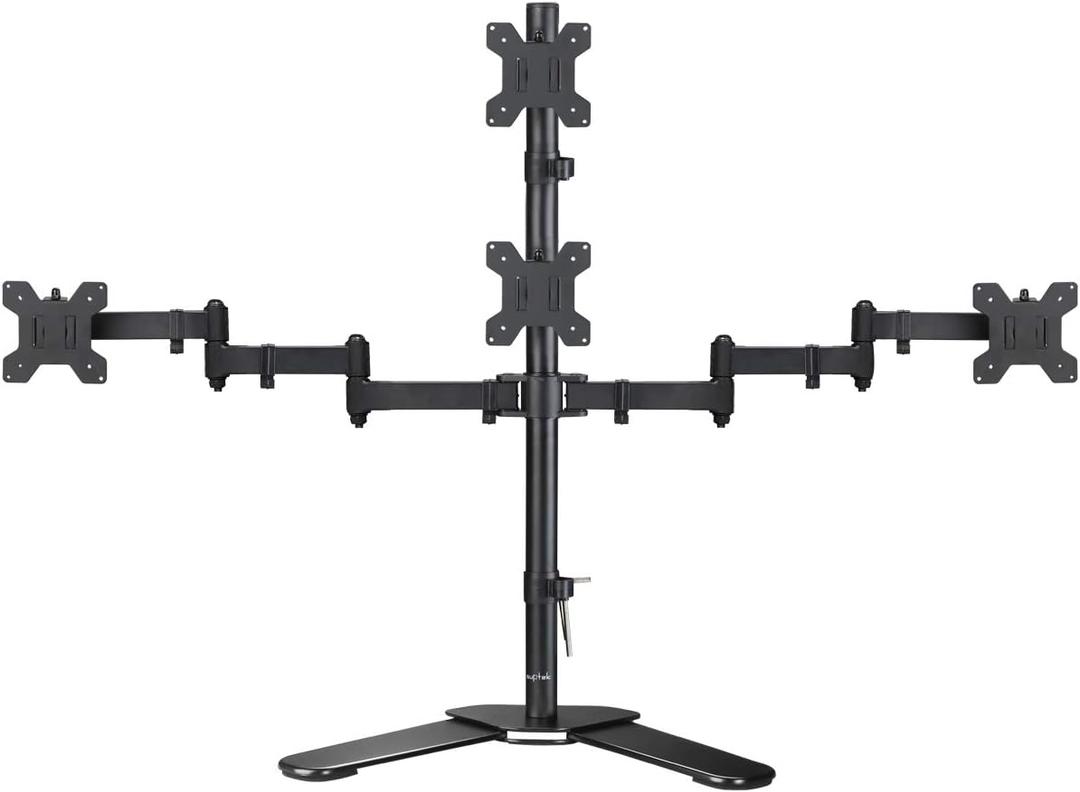 Suptek Quad LED LCD Monitor Stand up Free-Standing Desk Stand Extra Tall 31.5" Pole Heavy Duty Fully Adjustable Mount for 4 (3+1) / Four Screens up to 27 inch (ML6864)