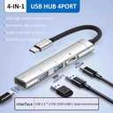 2 x USB C Hub 3.0 4-Port, USB Multiple Hub Data Splitter Extender with USB-C Power/Data Port, for MacBook Pro/Air, foriPhone15/Pro/Plus/Max, foriPad ProLaptop, PC, PS4/5, Keyborad, Mouse