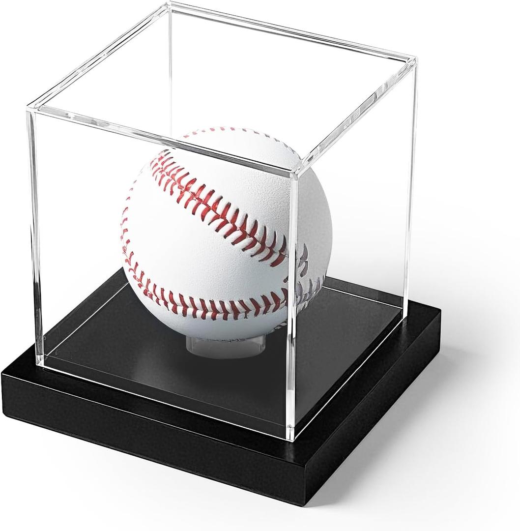 Baseball Display Case, Clear Acrylic Cube Baseball Case, UV Protected Baseball Holder Display Case, Baseball Stand Box for Signed Balls Memorabilia, 1 Pack