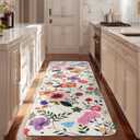 Floral Runner Rug 20x59inch Non Slip Hallway Long Colorful Flower Bedroom Carpet Washable Kitchen Mat Low Pile Accent Rug Lightweight Soft for Bathroom Dining Laundry Living Room