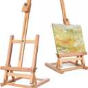 DJAR 25" Tabletop Easel for Painting, Adjustable Beech Wood Table Top Wooden Painting Easel, Portable Painting Display Drawing Stand for Teens, Adults, Students, Natural