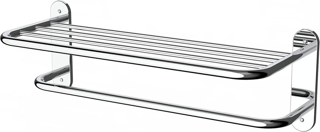 18 Inch Bathroom Towel Rack Towel Bar Towel Shelf Chrome Stainless Steel and Zinc Alloy Wall Mount 1pc for House Lavatory and Hotel