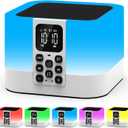 Night Light Bluetooth Speaker, Baby Nursery Night Lamp for Breastfeeding, Alarm Clocks for Kids, 30 Sounds Machine & Sleep Timer, Touch Bedside Lamp, 8 Color Changing, Gifts for Teens Boys (6 IN 1 Night Light)