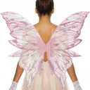 YKW Fairy Wings for Adult Women,31.5"x29" Butterfly Cosplay Wings with Lace Gloves,Organza Costume Wings for Halloween Party