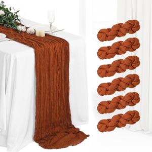 6Pcs Terracotta Cheesecloth Table Runner 120 Inch10FT Terracotta Color Rustic Boho Cheesecloth Table Runnerfor Wedding Party Baby Shower Birthday Home Decor Holiday Decorations
