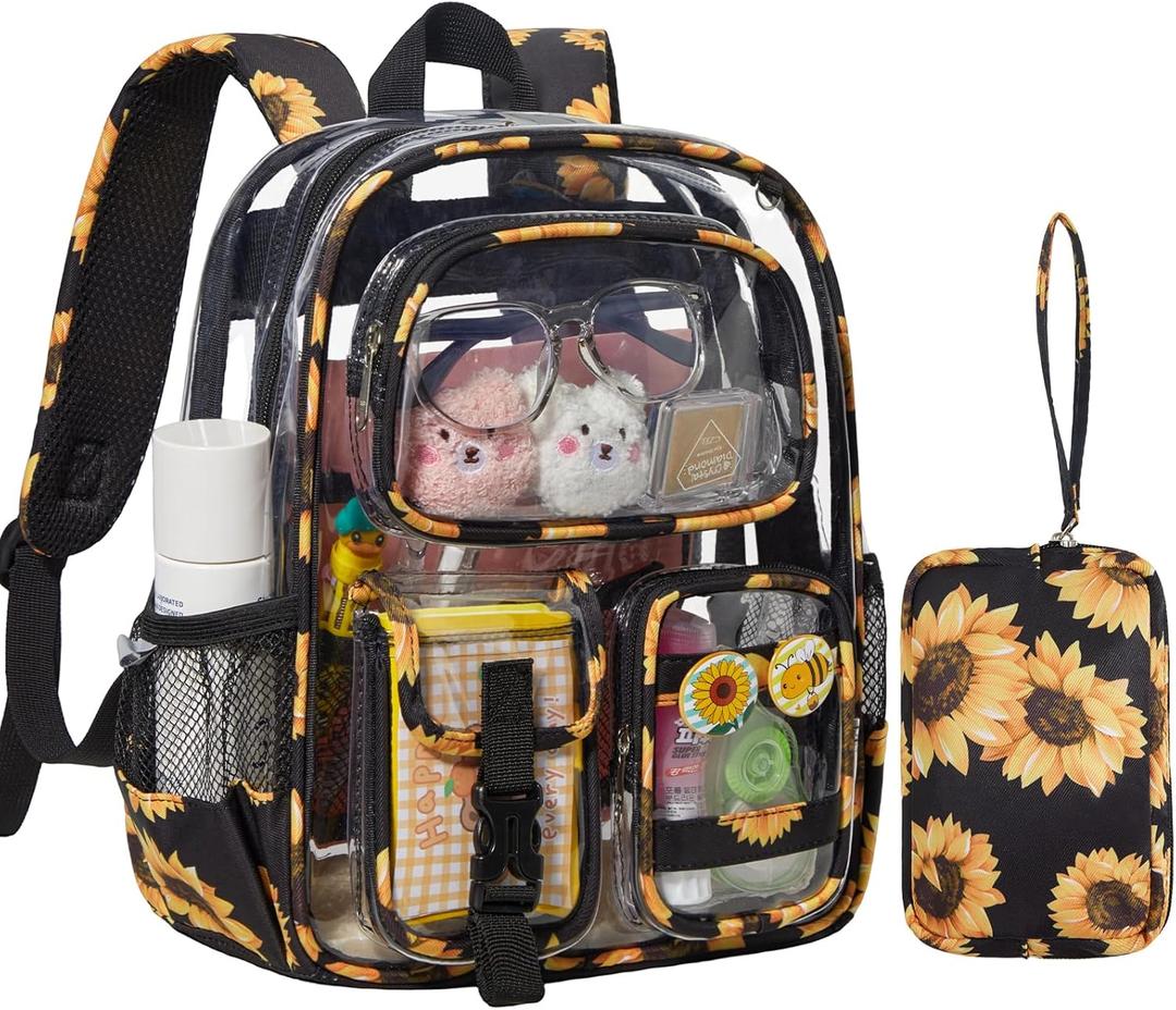 Mini Clear Backpack for Stadium Approved 12x6x12, Small Transparent Backpacks Plastic See Through Clear Bag for Kids Grils Women for Sporting Event, Concerts, Work, Festival (Sunflower) Mini Clear Backpack for Stadium Approved 12x6x12, Small Transparent Backpacks Plastic See Through Clear Bag for Kids Grils Women for Sporting Event, Concerts, Work, Festival (Sunflower)