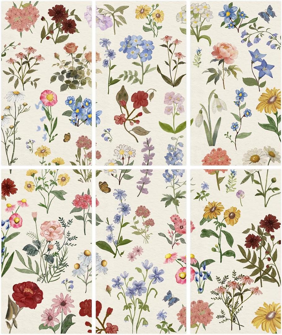 100 Pcs Floral Paper Napkins Watercolor Flower Disposable Paper Hand Towels Vintage Spring Plants Guest Napkins for Wedding Birthday Table Decor Party Supplies4.3"*7.8"