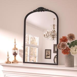 Keonjinn Antique Arch Mirror 20" x 30", Black Ornate Vintage Mirror, Baroque Decorative Mirrors for Mantle, Bathroom, Living Room, Hallway, Fireplace, Flench Cleat Mounting Keonjinn Antique Arch Mirror 20" x 30", Black Ornate Vintage Mirror, Baroque Decorative Mirrors for Mantle, Bathroom, Living Room, Hallway, Fireplace, Flench Cleat Mounting