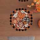 XCHI Fall Football Pumpkin Love Heart Flowers Plaid Round Placemats Set of 4 Table Mats for Party Home Kitchen Dining Table Decorations 14x14 Inch