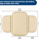 Car Center Console Cover Fit for Volkswagen Atlas Leather Armrest Cover with 2 Storage Bags Waterproof Console Cover Scratch & Wear Resistant(Beige)
