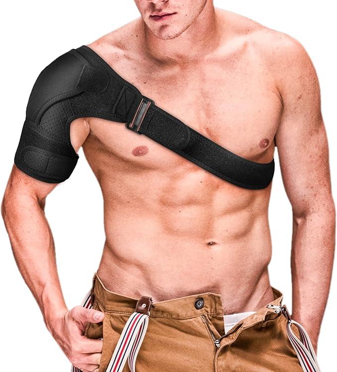 AIRE Shoulder Brace for Men and Women Recovery, Adjustable Shoulder Support for Rotator Cuff, AC Joint Pain Relief, Arm Sling for Injury, Perfect Fit Arm Compression Sleeve (One Size Regular)