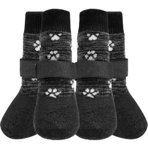 KOOLTAIL Anti Slip Dog Socks for Hot/Cold Pavement to Prevent Licking Paws,Booties for Hardwood Floors,Traction Rain Dog Boots&Paw Protectors Shoes with Grip for Small Medium Large Senior Dogs (Dark Gray) L