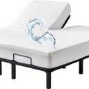 Bamboo Viscose Cooling Split Top King Mattress Protector for Adjustable Bed with Upper Flex Waterproof Fitted Sheet Style Matress Cover 32-34" Split from Head