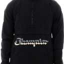 Champion mens Anorak Windbreaker (Medium, Black W/Shadow Script)