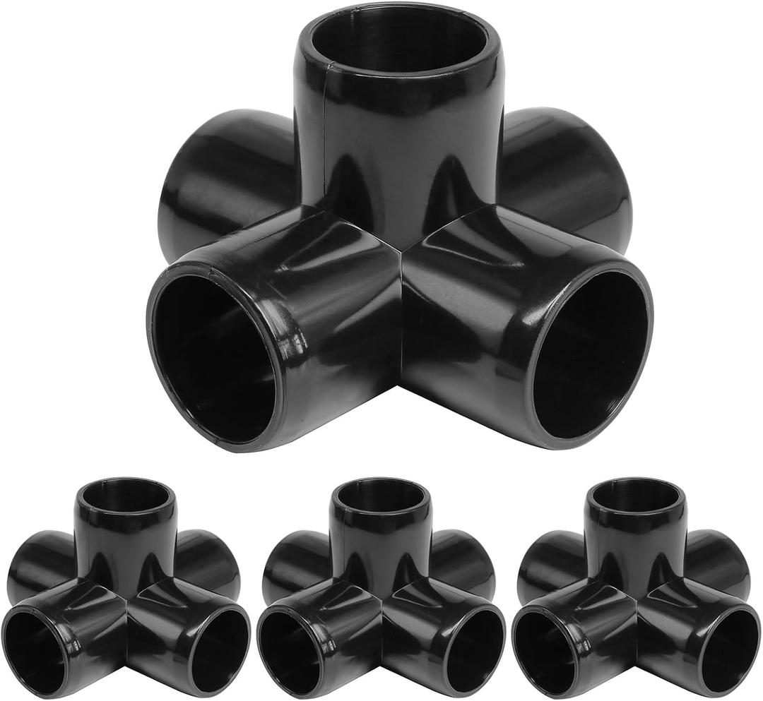 5 Way PVC Pipe Fittings 3/4 Inch, Zernmiarder Black PVC Elbow Corner Side Outlet Tee Fitting, SCH40 Furniture Grade Pipe Connectors - Fits 3/4" Polyvinyl Chloride Pipes, 12 Pieces