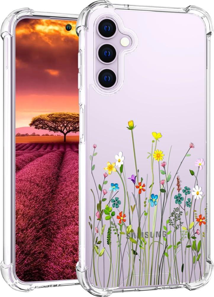 Compatible with Samsung Galaxy S23 Plus Case Cute Clear for Women Girls, S23+ Transparent Phone Cover Design (Flower Bouquet Wild)
