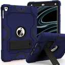 Heavy Duty Shockproof Rugged Protective Case for iPad 9.7 Inch, Compatible with iPad 6th/5th Gen (2018/2017), iPad Air 2 / 1st Gen, iPad Pro 9.7 (2016), Navy Blue
