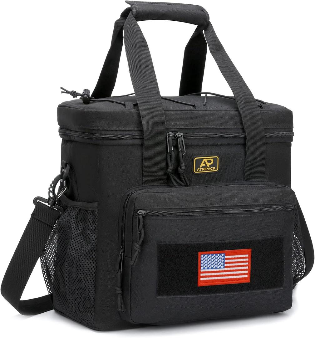 Lunch Box for Men, Tactical Lunch Bag MOLLE Webbing Leakproof Insulated Large Lunch Cooler Women Adult Meal with Adjustable Shoulder Strap Durable Lunch Pail(Black) (Medium)