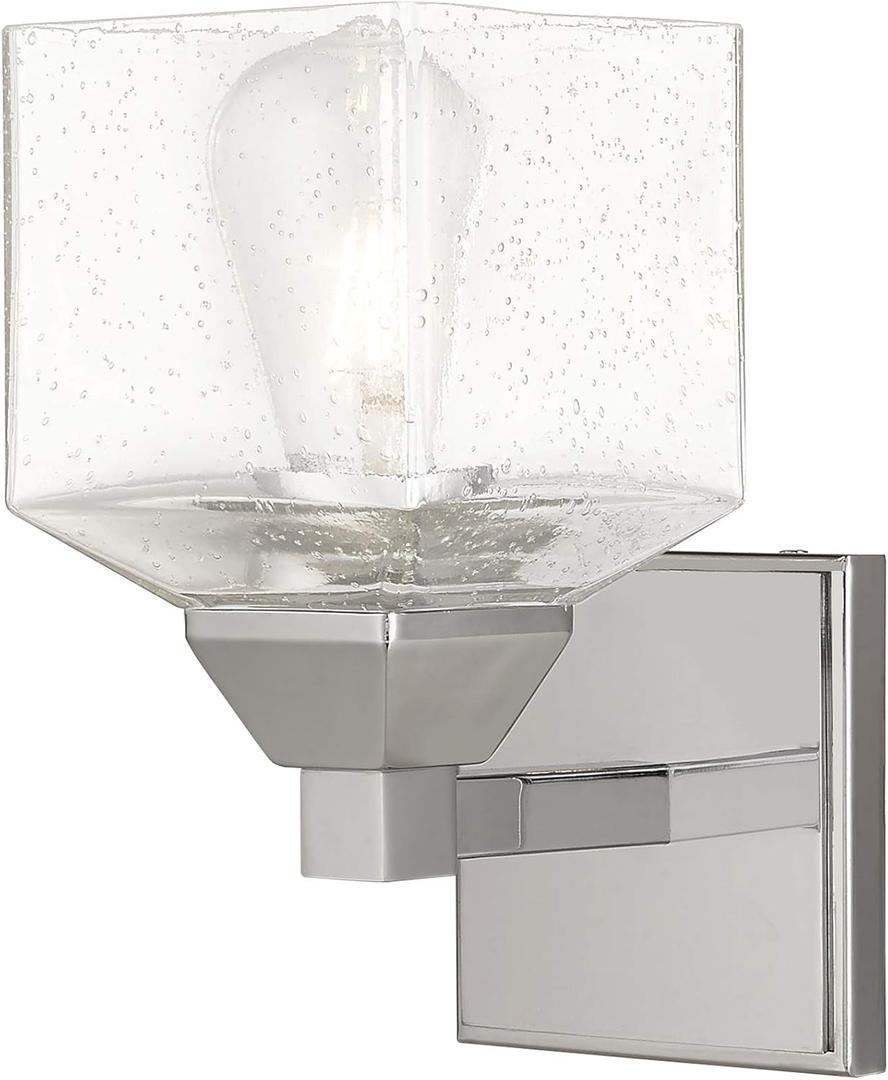 Livex Lighting 10381-05 Aragon - One Light Wall Sconce, Polished Chrome Finish with Clear Seeded Glass