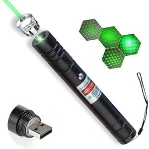 Cyahvtl Laser Pointer, Tactical Flashlights 2000 Metres Green Long Range High Power Handheld Flashlight, Rechargeable Laser Pointer for USB, with Star Cap Adjustable Focus Suitable for Projecto