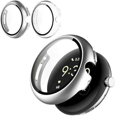 Kimiyaki 1 Pack for Google Pixel Watch 2/1 41mm Screen Protector Case [Full Coverage], Hard PC Bumper All-Around Protective Accessories for Google Pixel Watch 2/1 Built-in Tempered Glass Film