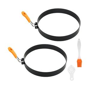2 Pcs 8" Pancake Mold Nonstick Round Pancake Egg Mold with Silicone Handle Stainless Steel Frying Eggs Ring for Griddle Sandwich Eggs Camping Indoor Breakfast