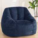 MAXYOYO Bean Bag Chair, Comfy Bean Bag Sofa with Back Support, Faux Fur Bean Bag Chair for Adults and Kids, Stuffed Floor Sofa for Living Room, Bedroom, Apartment, Navy, Large