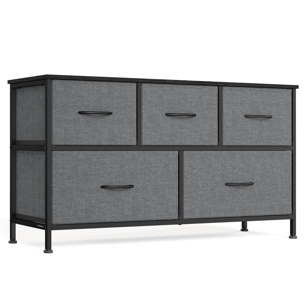 SONGMICS BELLAH Collection - Dresser for Bedroom, Chest of Drawers, Storage Organizer Unit, Closet, Entryway, Steel, 5 Drawers, Modern, Slate Gray ULGS322GN02S