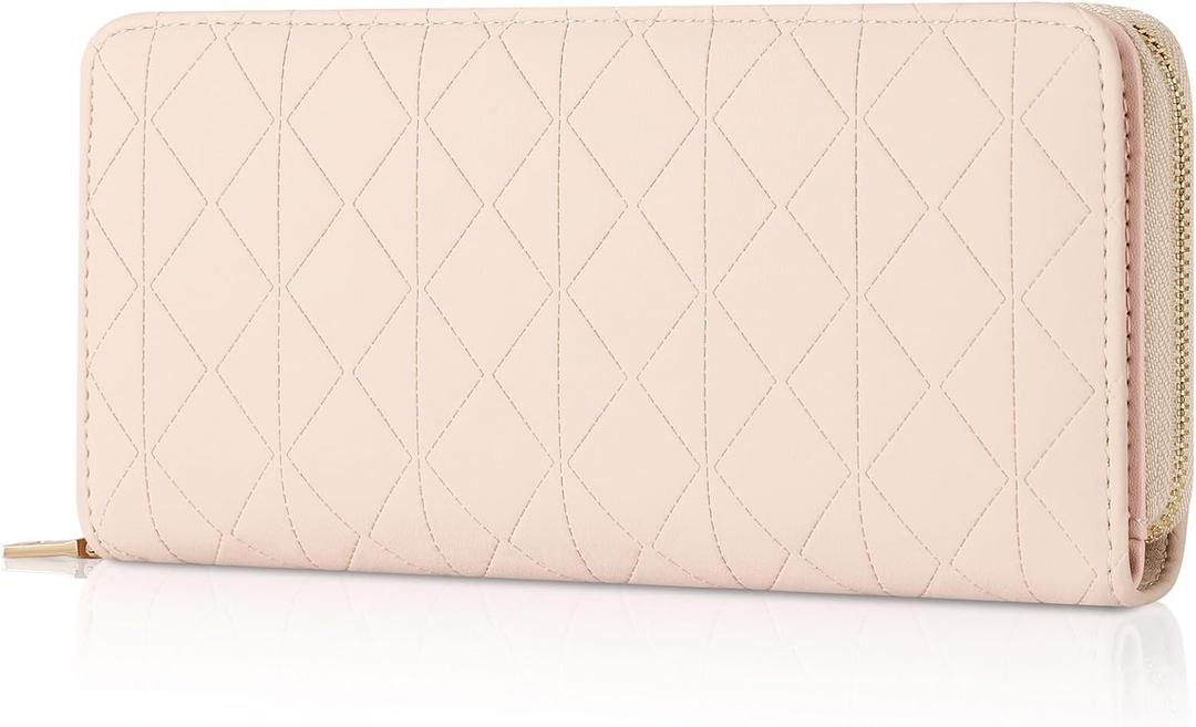 Womens Wallet PU Soft Leather Clutch Wallets For Women Bi-fold Credit Card Holder Ladies Wallets With ID Window Coin and Cash Organizers Long Wallet With Large Capicity Zipper Pocket, Pink